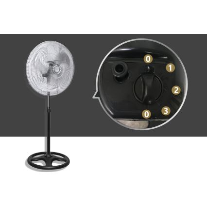 Aigostar - Standventilator 55W/230V glänzendes Chrom/schwarz