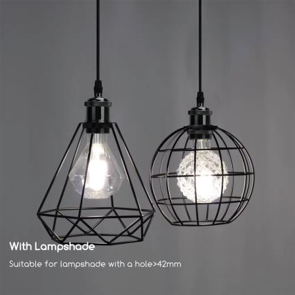 Aigostar - Stromkabel 1xE27/60W/230V Anthrazit