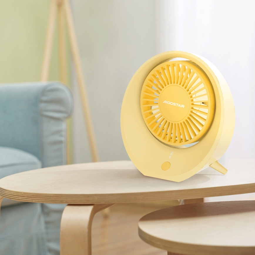 Aigostar - Tisch aufladbar Ventilator 3W/5V 1200mAh USB orange