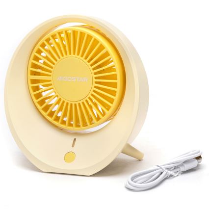 Aigostar - Tisch aufladbar Ventilator 3W/5V 1200mAh USB orange