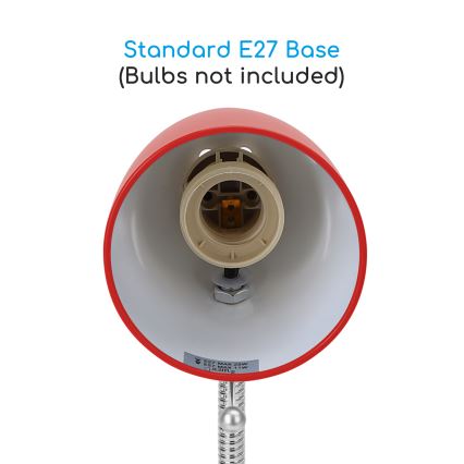Aigostar - Tischlampe mit Clip 1xE27/11W/230V rot/glänzender Chrom