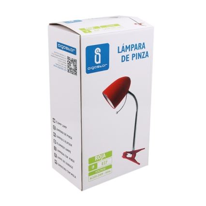 Aigostar - Tischlampe mit Clip 1xE27/11W/230V rot/Chrom