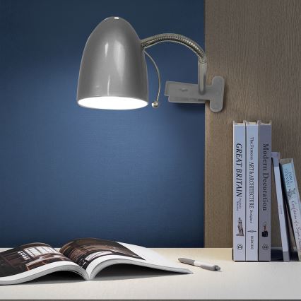 Aigostar - Tischlampe mit Clip 1xE27/11W/230V silber/glänzender Chrom
