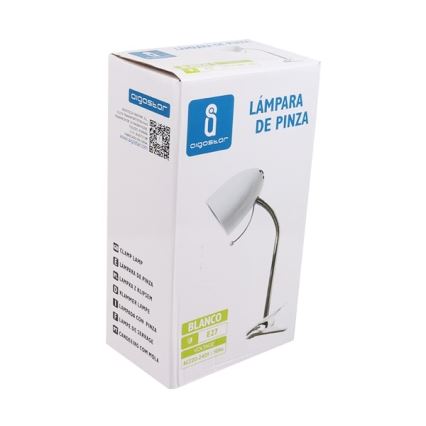 Aigostar - Tischlampe mit Clip 1xE27/11W/230V weiß/glänzender Chrom