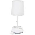 Aigostar - Tischlampe mit Steckdosen 1xE27/60W/230V weiß