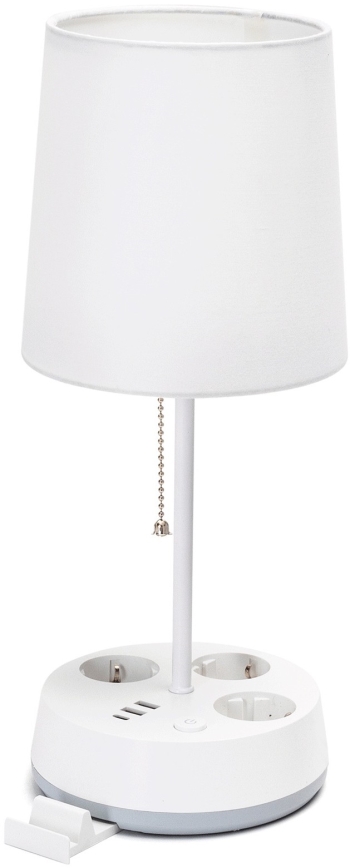 Aigostar - Tischlampe mit Steckdosen und USB-Anschlüssen 1xE27/60W/230V weiß
