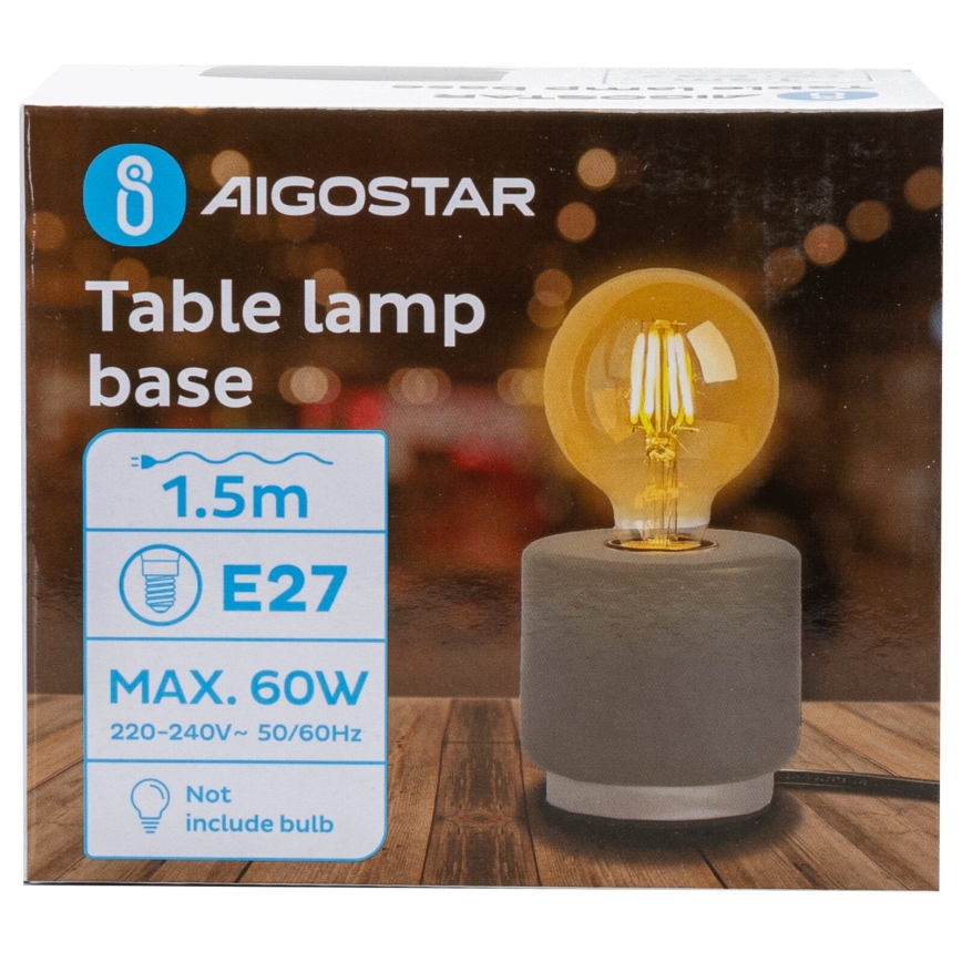 Aigostar - Tischleuchte 1xE27/60W/230V grau