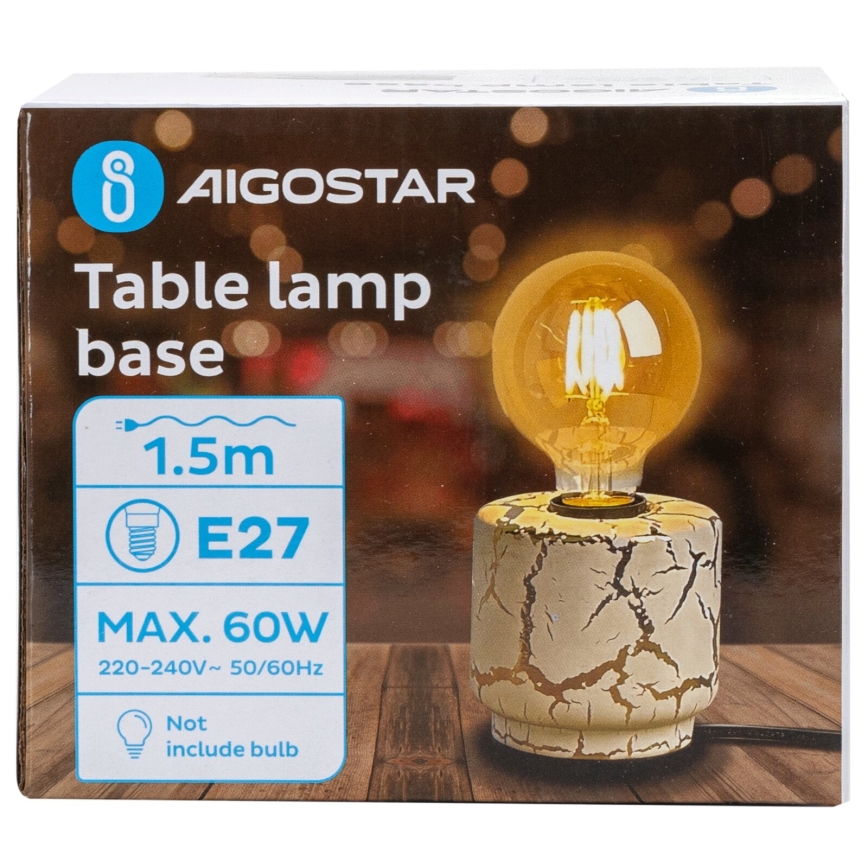 Aigostar - Tischleuchte 1xE27/60W/230V weiß/golden