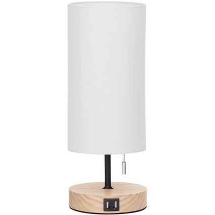Aigostar - Tischleuchte mit USB-Anschluss 1xE27/40W/230V beige