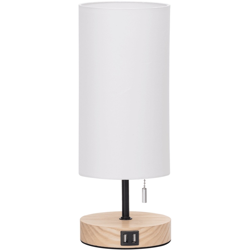 Aigostar - Tischleuchte mit USB-Anschluss 1xE27/40W/230V beige