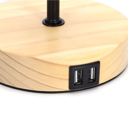 Aigostar - Tischleuchte mit USB-Anschluss 1xE27/40W/230V beige