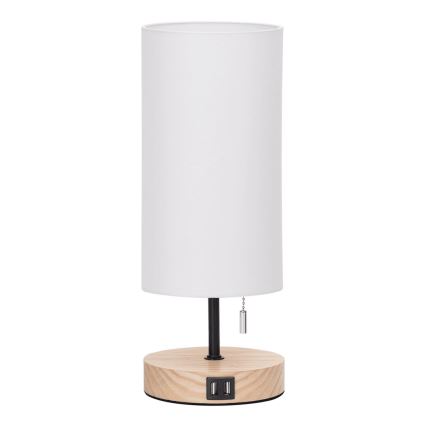 Aigostar - Tischleuchte mit USB-Anschluss 1xE27/40W/230V beige