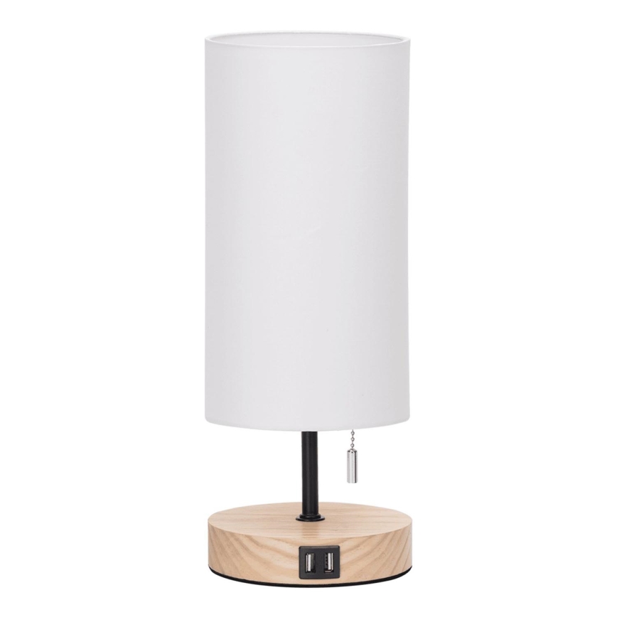 Aigostar - Tischleuchte mit USB-Anschluss 1xE27/40W/230V beige
