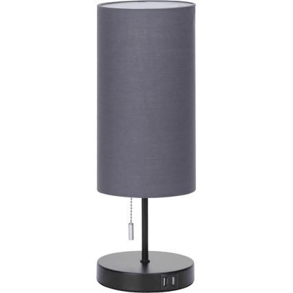 Aigostar - Tischleuchte mit USB-Anschluss 1xE27/40W/230V schwarz