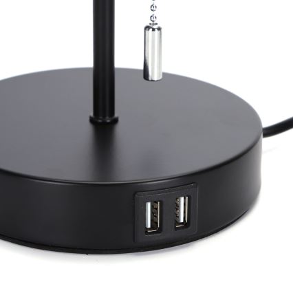 Aigostar - Tischleuchte mit USB-Anschluss 1xE27/40W/230V schwarz