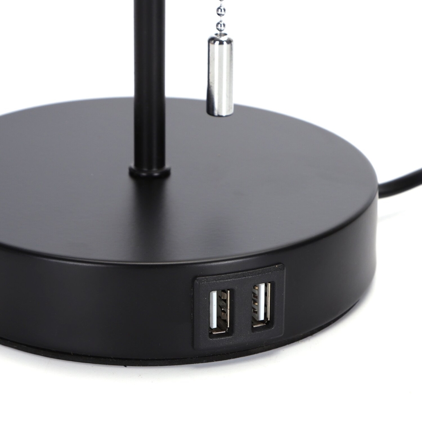 Aigostar - Tischleuchte mit USB-Anschluss 1xE27/40W/230V schwarz