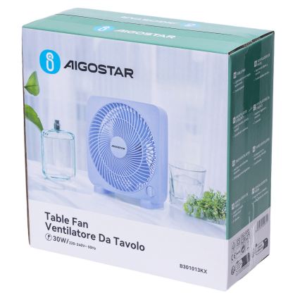 Aigostar - Tischventilator 30W/230V blau