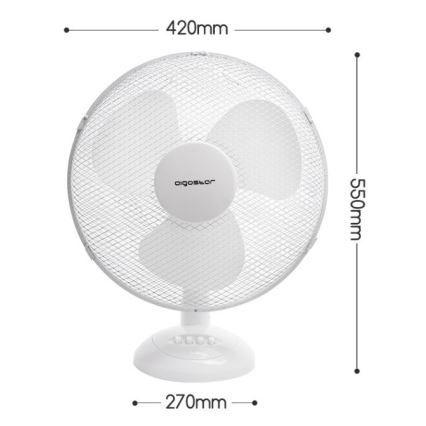 Aigostar - Tischventilator 45W/230V 34 cm weiß