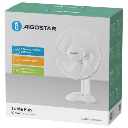 Aigostar - Tischventilator 45W/230V weiß