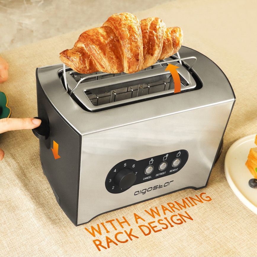 Aigostar - Toaster mit zwei Schlitzen 900W/230V matt Chrom