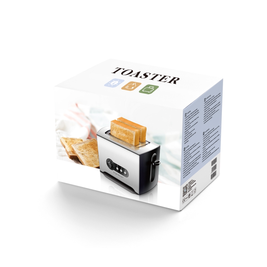 Aigostar - Toaster mit zwei Schlitzen 900W/230V matt Chrom