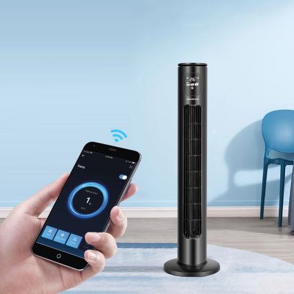 Aigostar - Turm-Ventilator 50W/230V schwarz Wi-Fi + Fernbedienung