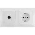 Aigostar - TV-Dose und SCHUKO-Steckdose 230 V mit Rahmen, weiß