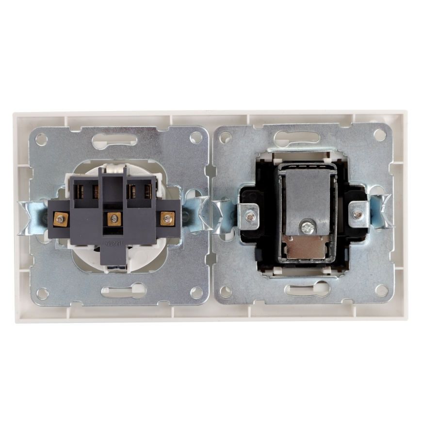 Aigostar - TV-Dose und SCHUKO-Steckdose 230 V mit Rahmen, weiß