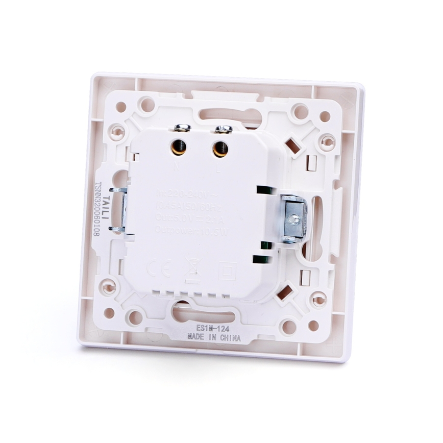 Aigostar - USB-Lade‑Steckdose mit Rahmen, 2x USB‑A, weiß