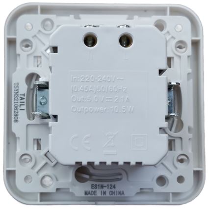 Aigostar - USB-Netzsteckdose mit Rahmen, 2x USB-A, weiß
