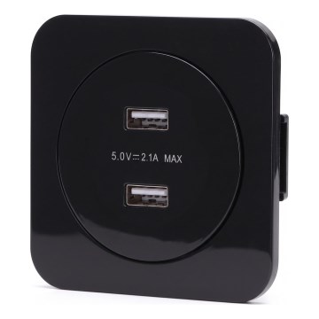Aigostar - USB-Steckdose mit Rahmen, 2x USB-A, schwarz