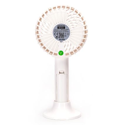 Aigostar - Tragbarer Ladeventilator 3W/5V 1500mAh USB Weiß