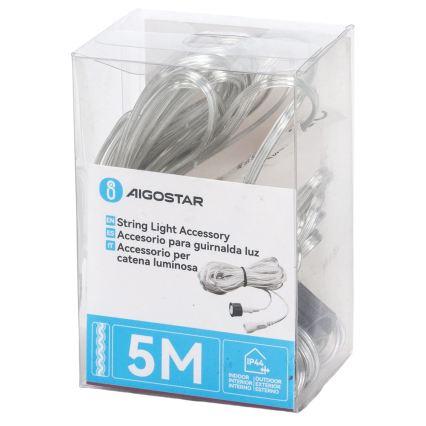 Aigostar - Verlängerungskabel für Lichterketten im Außenbereich, 5 m, IP44, transparent
