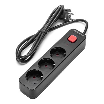 Aigostar - Verlängerungskabel mit Schalter 3Z Typ F 1,5m schwarz
