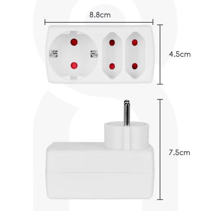 Aigostar - Verteilersteckdose 1x16A/230V + 2x10A