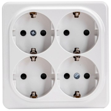 Aigostar - Vierfach-Wandsteckdose SCHUKO 250 V weiß
