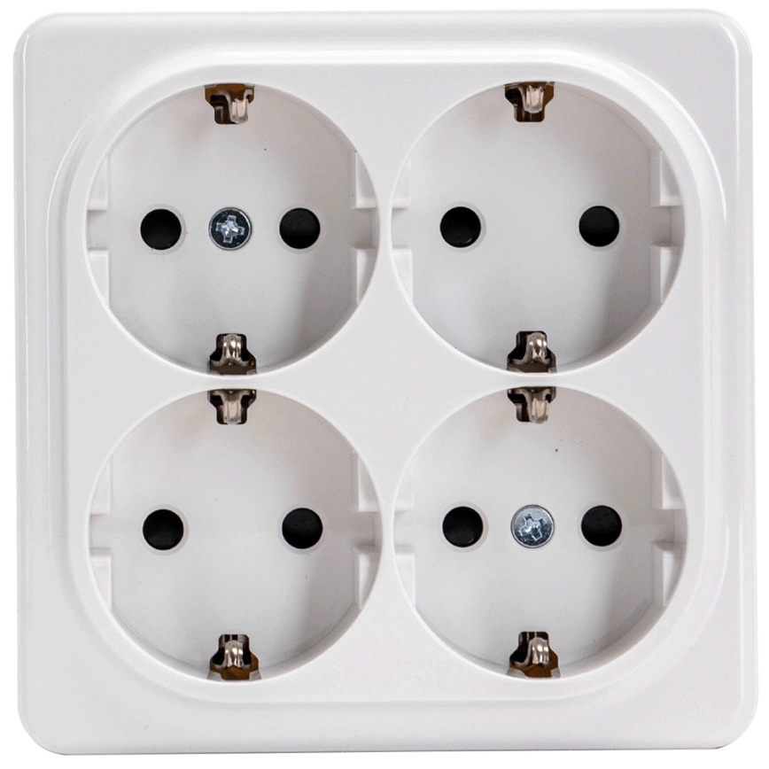 Aigostar - Vierfach-Wandsteckdose SCHUKO 250 V weiß