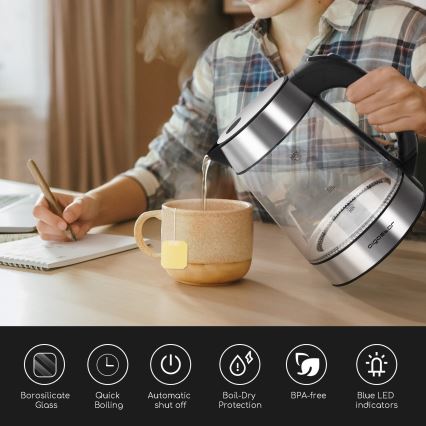 Aigostar - Wasserkocher 1,7 l 2200W/230V klar/schwarz