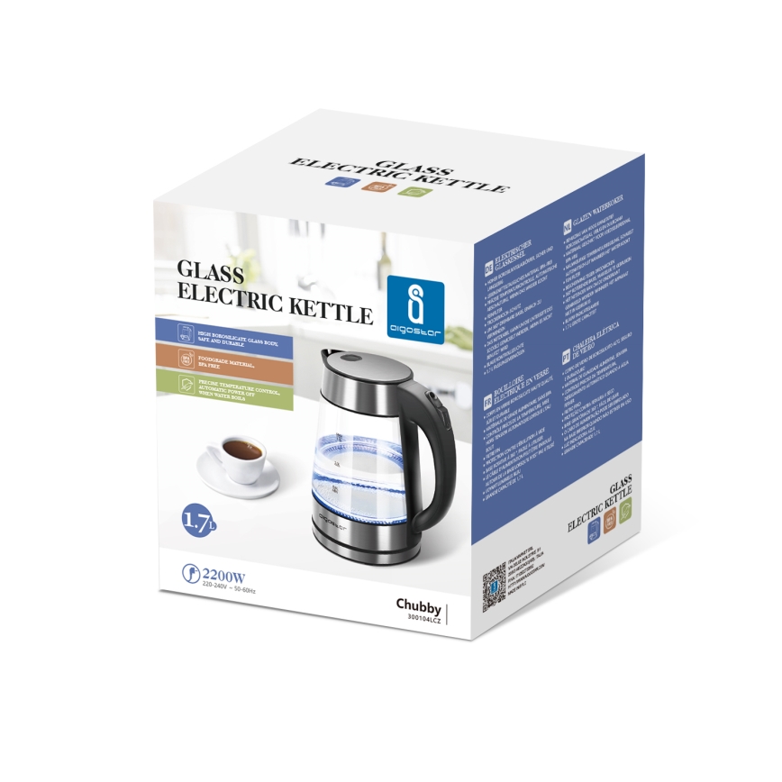 Aigostar - Wasserkocher 1,7 l 2200W/230V klar/schwarz