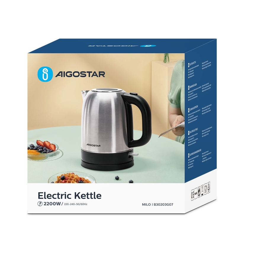 Aigostar - Wasserkocher 1,7l 2200W/230V matt Chrom