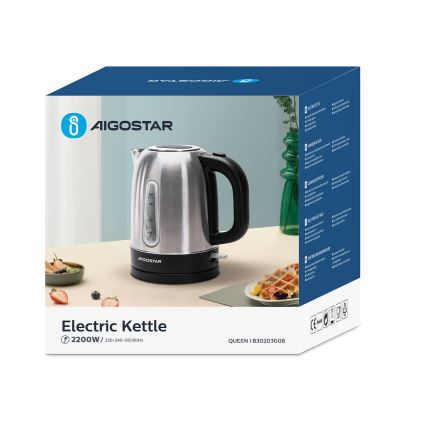 Aigostar - Wasserkocher 1,7l 2200W/230V matt Chrom