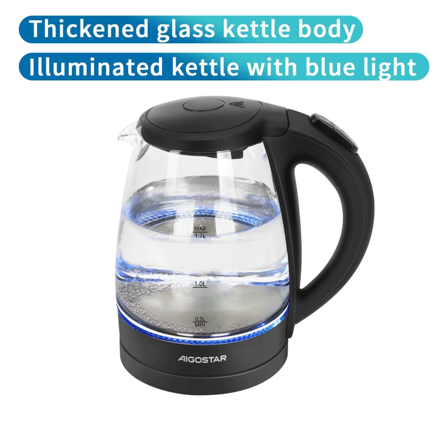 Aigostar - Wasserkocher 1,7l 2200W/230V schwarz