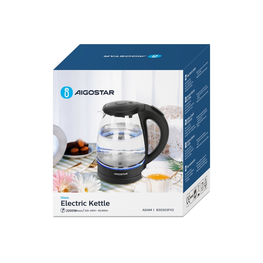 Aigostar - Wasserkocher 1,7l 2200W/230V schwarz