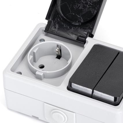 Aigostar - Wechselschalter für den Hausgebrauch mit Steckdose, 250 V/16 A, Schutzart IP54