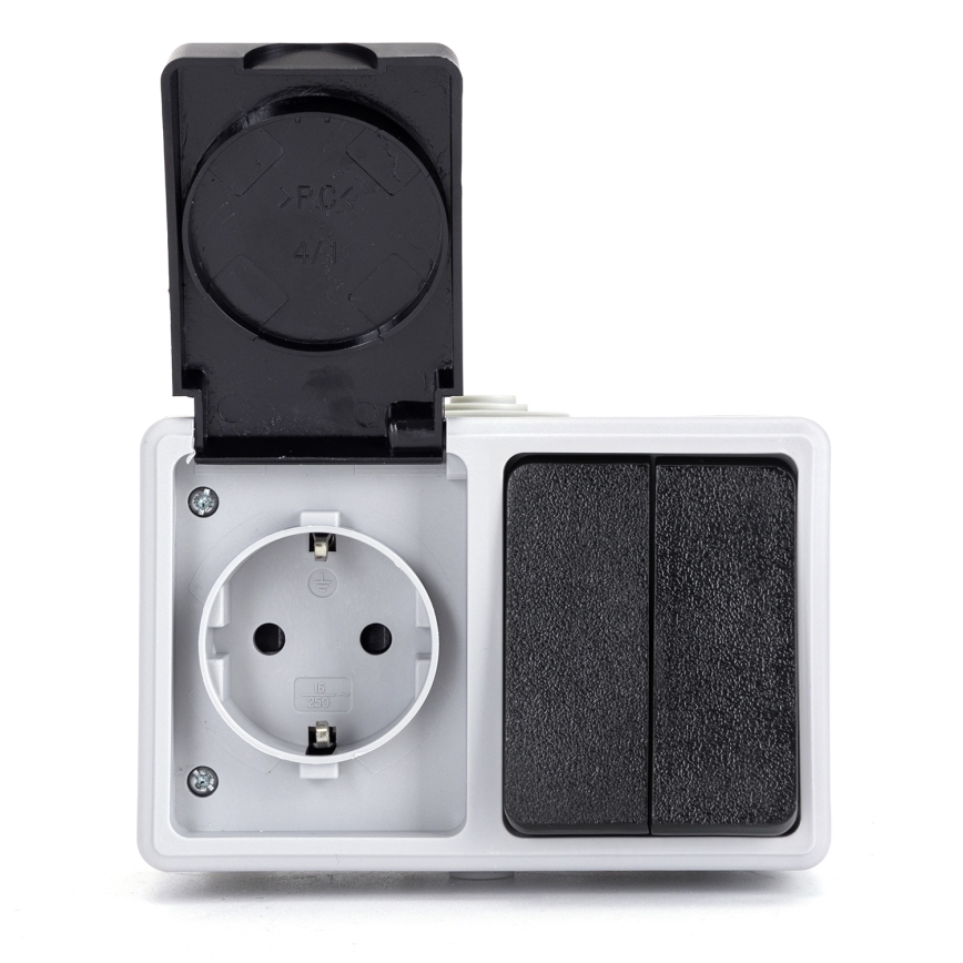 Aigostar - Wechselschalter für den Hausgebrauch mit Steckdose, 250 V/16 A, Schutzart IP54