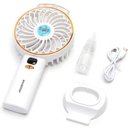 Aigostar - Wiederaufladbarer Taschenventilator 5W/5V 2400mAh USB weiß