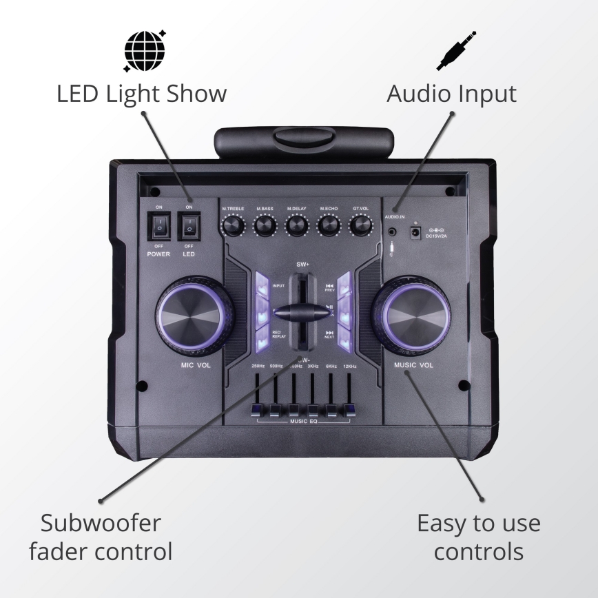 AKAI ABTS-112 - Kabelloser Lautsprecher 300W/230V 7000 mAh + Fernbedienung