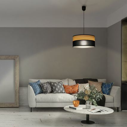 ALBA Pendelleuchte mit Kabel 1xE27/15W/230V Ø 45 cm schwarz/braun