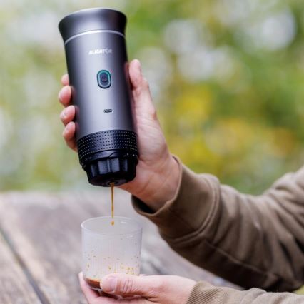 Aligator ACM002 - Tragbare, wiederaufladbare Reisekaffeemaschine PortaCaffé 3‑in‑1, 72 W / 7500 mAh, grau