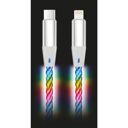 Aligator DATKP63 - USB-Kabel USB-C / Lightning mit LED-Beleuchtung 30W Power Delivery 1,2m